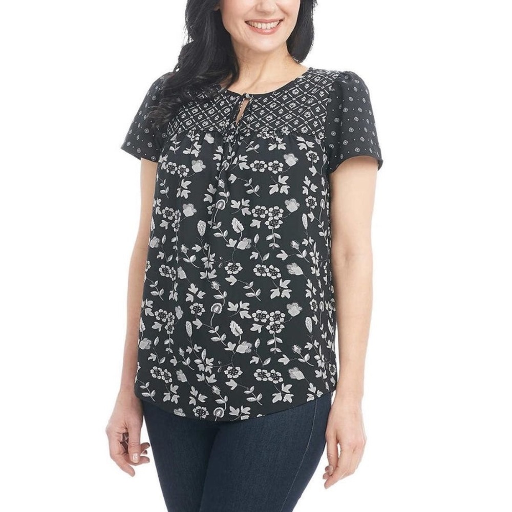 Dalia - Women's Printed Blouse Black Floral